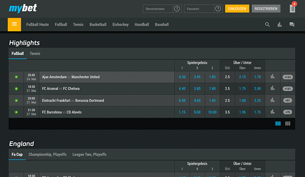 Screenshot Programm mybet Sportwetten