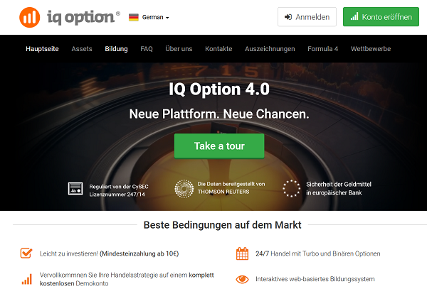 Einige Informationen zum Angebot von IQ Option