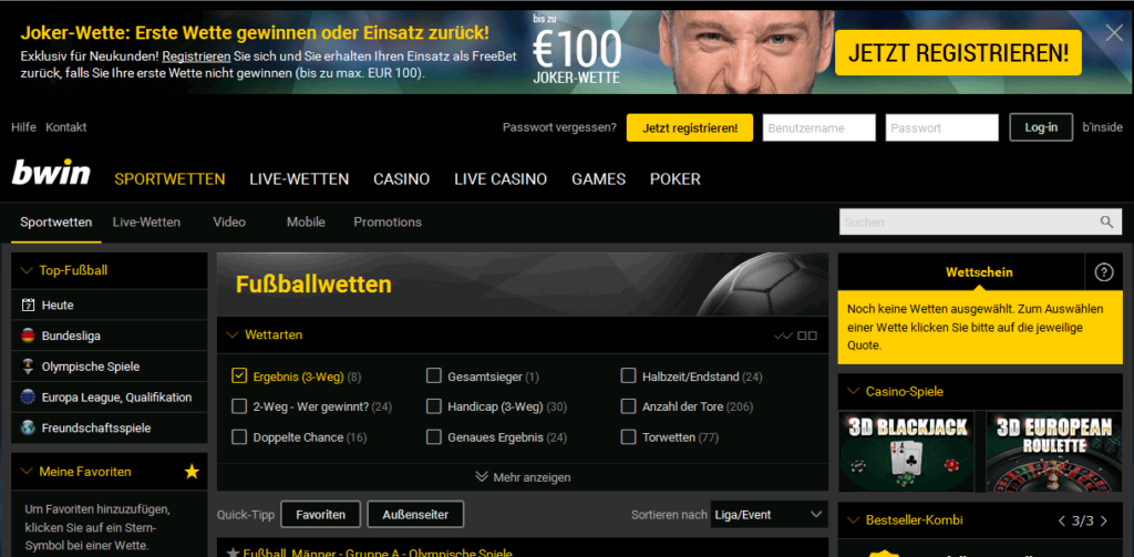 bwin Casino Bonus 100 Euro kostenlos 